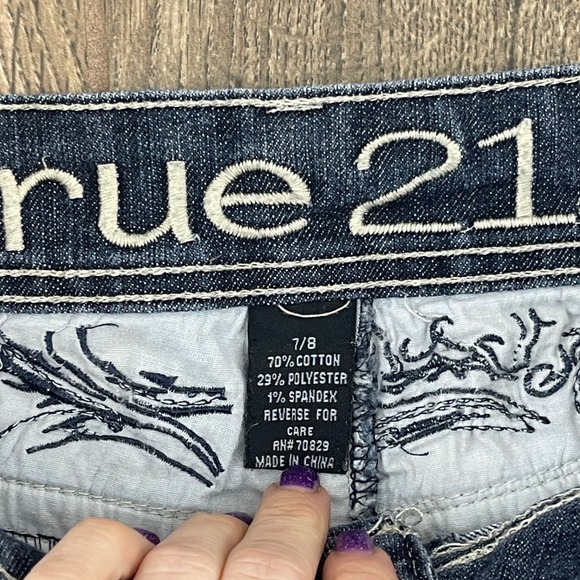 Vintage Mini Low Rise Denim Shorts Size 7 8 Y2K Preppy Grunge McBling 90s Rue21 - Picture 4 of 8